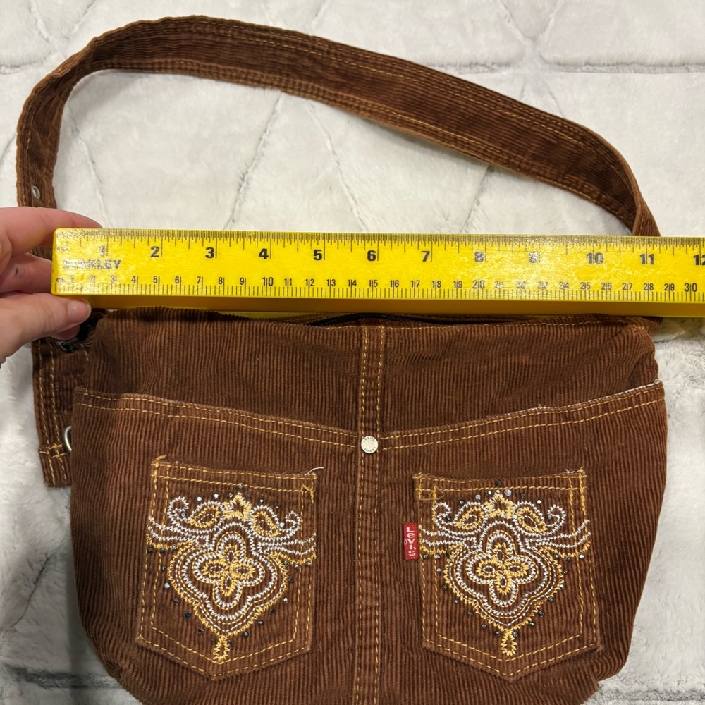 Levi's Vintage 90s Crossbody/Satchel Hobo Small Bag Corduroy Brown Corduroy Y2k - Picture 6 of 7